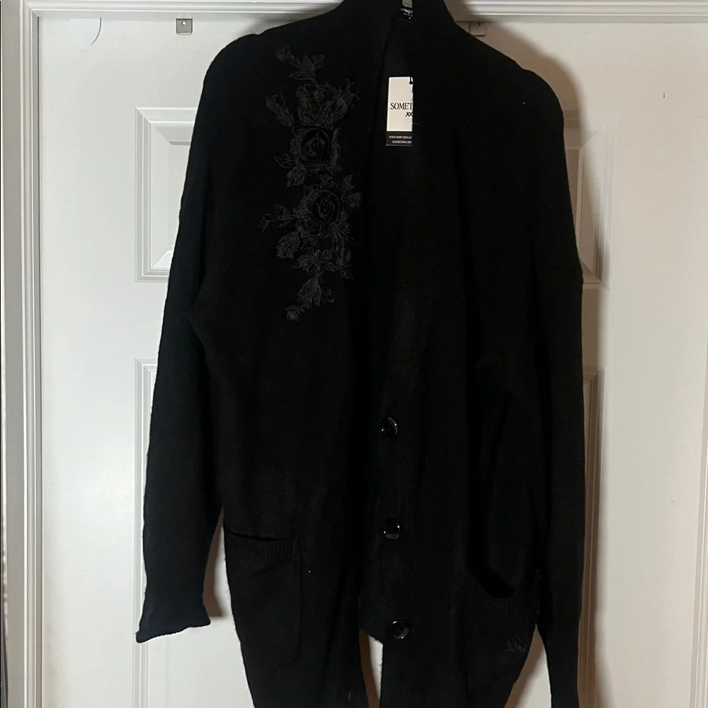 Black Embroidered Cardigan - Picture 1 of 6